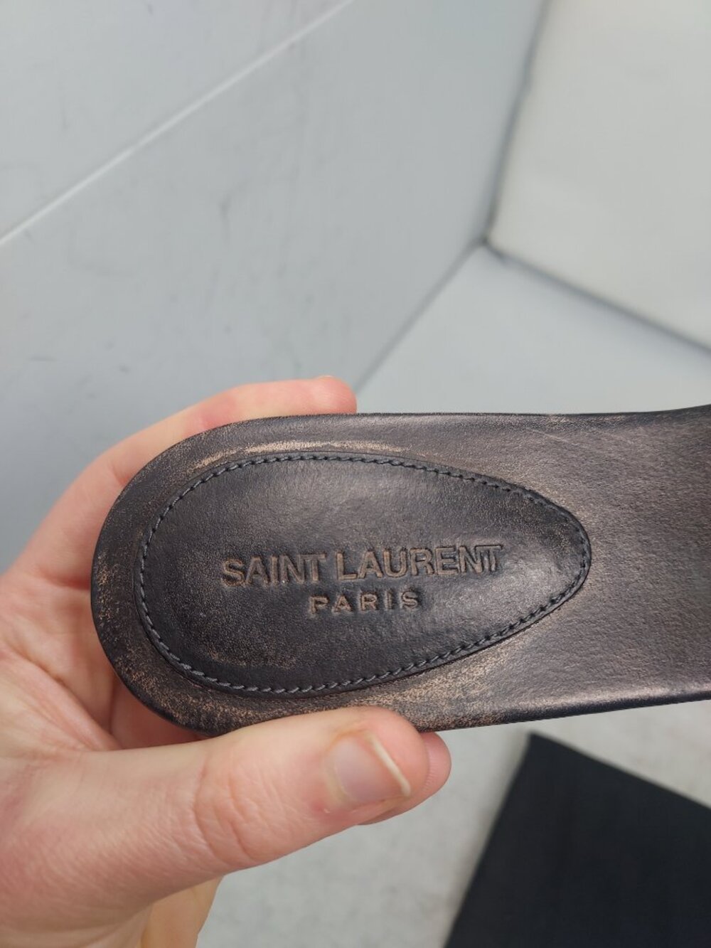 YSL Saint Laurent Nu Pieds Brushed Brown Tribute Slide Sandal - Picture 7 of 10